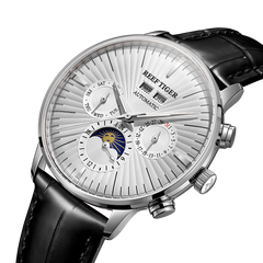 Men's Automatic Mechanical Multifunctional Day/Date Moon phase Chrono Watch - REEF TIGER RGA8218 Dress Watch