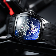 Reef Tiger RGA3061-LEO Hot Trendy Fashion All Black Men Super Luminous Skeleton Automatic Self-Wind Watches