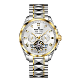 Reef Tiger RGA8235 Classic Dress White Day Date Dial Yellow Gold Case Automatic Men's Watch
