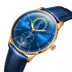 42mm Blue Dial & Rose Gold Case Men Automatic Mechanical Dress Watch for Men - REEF TIGER RGA82B0-3 Business Casual Watch