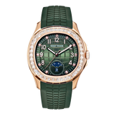 Reef Tiger RGA1805 39mm Square Automatic Mechanical Green Dial Watch - 50M Waterproof Multi Dial Week,Date Diamonds Bezel