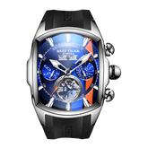 Reef Tiger RGA3069 Men's Tonneau Automatic Watch - Racing Skeleton Automatic Winding Mechanical Waterproof Watches