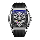 Reef Tiger RGA3061-LEO Luxury Mens Skeleton Tonneau Automatic Mechanical Watch For Men - 50M Waterproof Super Luminous Watch