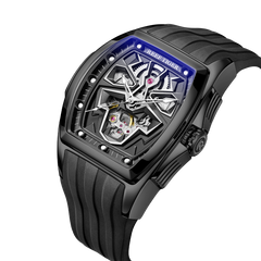 Reef Tiger RGA3061-LEO Hot Trendy Fashion All Black Men Super Luminous Skeleton Automatic Self-Wind Watches