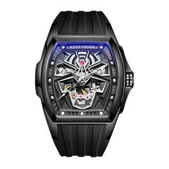 Reef Tiger RGA3061-LEO Hot Trendy Fashion All Black Men Super Luminous Skeleton Automatic Self-Wind Watches