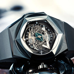 ALL Black PVD Case and Unique Hexagonal Style Dial Design Watch - Reef Tiger Black Shark RGA6908 Automatic Watch