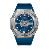 Luxury Reef Tiger Men's Automatic Dive Watches - Black Shark Traveler RGA6906 Blue Dial & Multifunctional Automatic Mechanical Watch