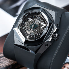 ALL Black PVD Case and Unique Hexagonal Style Dial Design Watch - Reef Tiger Black Shark RGA6908 Automatic Watch