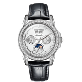 Affordable Luxury Zirconia Bezel & Silver Dial Men's Multifunction Mechanical Moon Phase Automatic Watches - Reef Tiger RGA1988