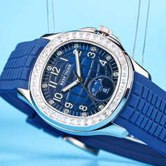 Reef Tiger RGA1805 39mm Mens Sport Automatic Mechanical Cubic Zirconia Watch - Miyota Movement Date Week Multi-Dial Watch