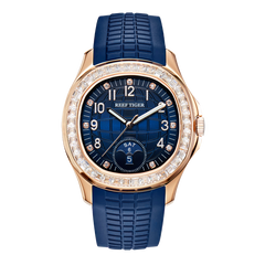 Inlay Cubic Zirconia 39mm Blue Dial & Rose Gold Sqaure Automatic Watch - RGA1805 Multi-Dial Week Date Watch