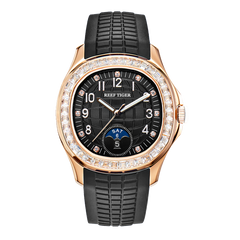 RGA1805 Black Dial 39mm & Rose Gold Sqaure Automatic Watch - Inlay cubic zirconia Multi-Dial Week Date Watch