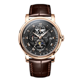 Reef Tiger Moon Phase Men's Mechanical Watch, RGA1963 Rose Gold Calendar & Moon Phase Display Business Casual For Men