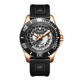 OBLVLO BM Mens 43mm Automatic Military Dive Rose Gold & Black Ceramic Bezel Watches