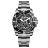 OBLVLO DM-S Luxury Mens Skeleton Stainless Steel Mechanical Automatic Watch - Skeleton Dial Blue Luminous Waterproof Sport Watches