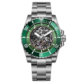 OBLVLO DM-S Mens Green Ceramic Bezel Automatic Skeleton Watch - Luxury Diving Luminous Automatic Waterproof Watch