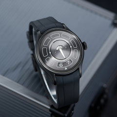 OBLVLO BLM-UFO - Cool Unique Black PVD 41mm Modern Display Design Hands Automatic Mechanical Watch