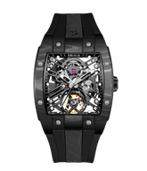 OBLVLO EM-ST Luxury Black Carbon Fiber Skeleton Mechanical Mens Watches
