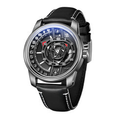 42mm Men Engine Style Watch - Cool OBLVLO JM ROTOR Miyota 8215 Movement Jump Hour Automatic Watch