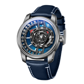 OBLVLO JM ROTOR Blue Rotary Engine Dial Design Watches - Cool Unique Automatic Miyota Movement Mechanical Watches