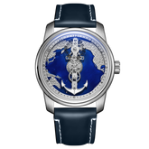 OBLVLO JM-Sailing Blue Cold Enamel Dial & Pacific Ocean Maps Automatic Watches - Cool Luminous Waterproof Business Watch