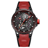 OBLVLO LMS Unique Skeleton Watches for Men -  Black PVD Waterproof Sports Automatic Watch