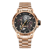 OBLVLO LMS Affordable Luxury Rose Gold Skeleton Automatic Watches - Unique Cool Men's Watches