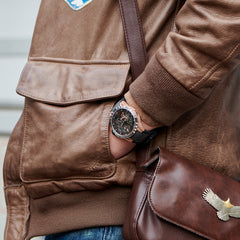 OBLVLO LMS Affordable Luxury Rose Gold Skeleton Mechanical Watches - Fashion Mens Rubber/Leather Strap Waterproof Watch