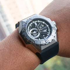 Reef Tiger Black Shark RGA6903-S 43mm Luxury Dive Skeleton Watch - NH70A Automatic Mechanical Movement Watches For Men