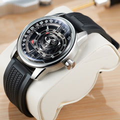 42mm Men Engine Style Watch - Cool OBLVLO JM ROTOR Miyota 8215 Movement Jump Hour Automatic Watch