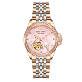 REEF TIGER LOVE RGA1583 Luxury Diamond Automatic Watch for Women - Elegant Rose Gold Stainless Steel Waterproof Ladies Watches