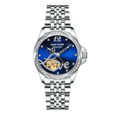 REEF TIGER RGA1583 Fashion Flower Diamond Watches for Women - Luxury Blue Dial Automatic Mechanical Watch