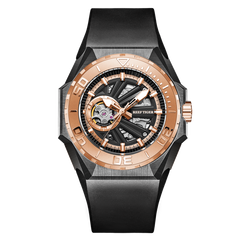 Reef Tiger RGA6903-S Rose Gold 43mm 100M Diving Skeleton Watches - NH36A Movement Mens Automatic Watch