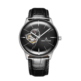 Reef Tiger Classic RGA8239 Luxury Men's Automatic Mechanical Watch with Black Tourbillon Style Dial Design, Casual & Versatile Style