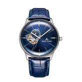 Reef Tiger Classic RGA8239 Fashion Mens Automatic Mechanical Watch with Design Blue Tourbillon Style Dial Display Wrist Watches