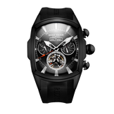Reef Tiger Aurora Tank II RGA3069 Mens Automatic Skeleton Watches for Men - All Black Case & Rubber Strap
