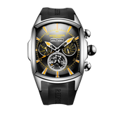 Reef Tiger Aurora Tank II RGA3069 Men's Automatic Watch with Mechanical Movement and Skeleton Tourbillon Style Dial