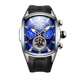 Reef Tiger Aurora Tank II RGA3069 - Mens Waterproof Automatic Self Winding Skeleton Tourbillon Style Dial Watches