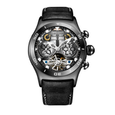 All Black Reef Tiger RGA703 Men Sport Automatic Skeleton Watch with Date Day