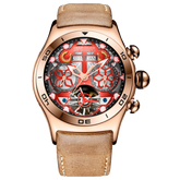 Reef Tiger Aurora RGA703 Rose Gold Automatic Men's 44mm Skeleton Red Dial Watch