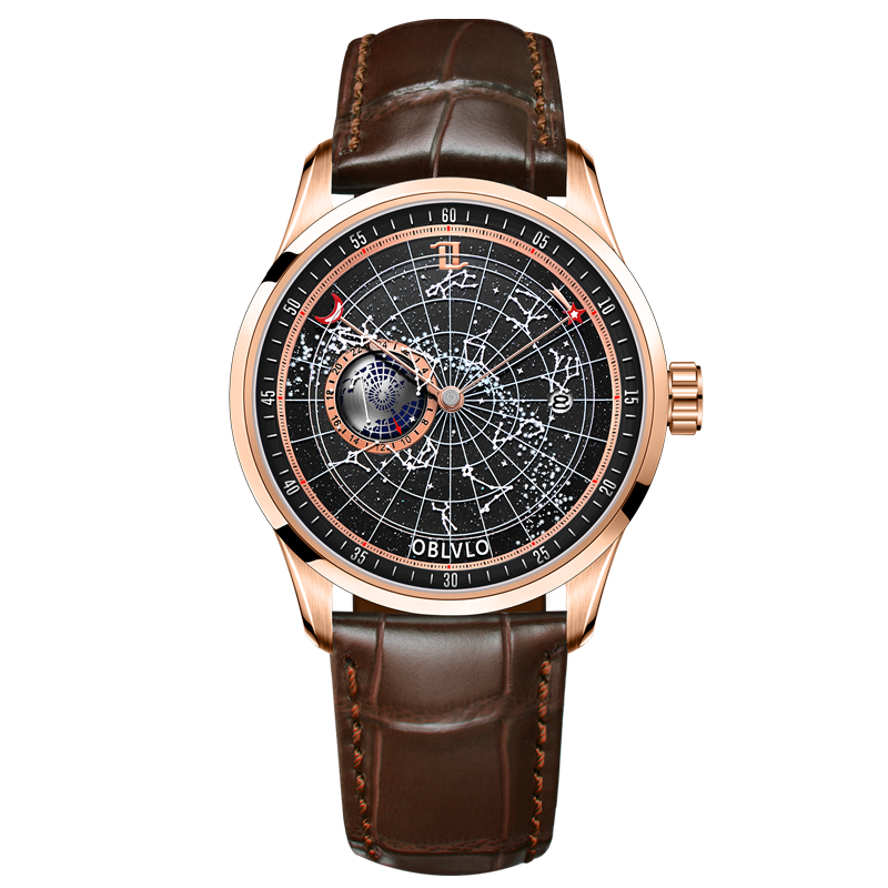 Luxury Classic OBLVLO GC-SW Constellation Automatic Rose Gold Watches For Men