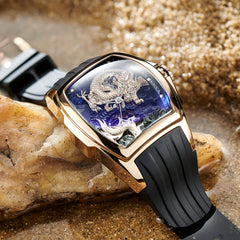 Top Quality Reef Tiger Aurora RGA3061 Men's Luxury Automatic Skeleton Rose Gold Dragon Watch