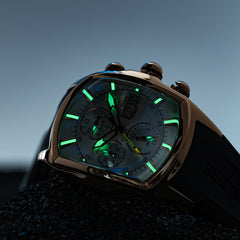Reef Tiger Tank-P RGA3069 All Black Tonneau Men's Three-eye Calendar Waterproof Automatic Watch