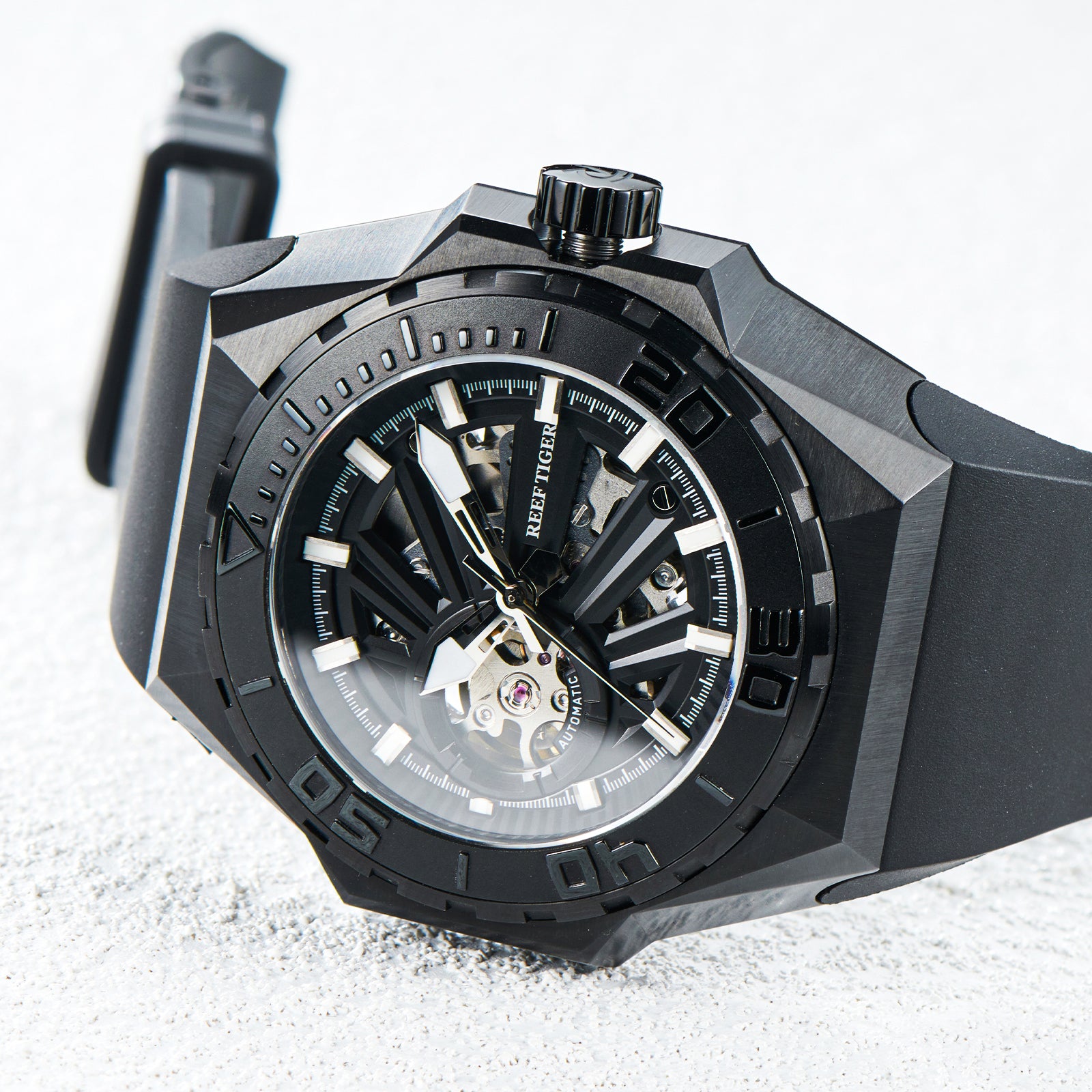 Reef Tiger Black Shark RGA6903-S Diving Automatic Mechanical Watches For Men - Seiko NH70A Automatic Movement Wristwatches