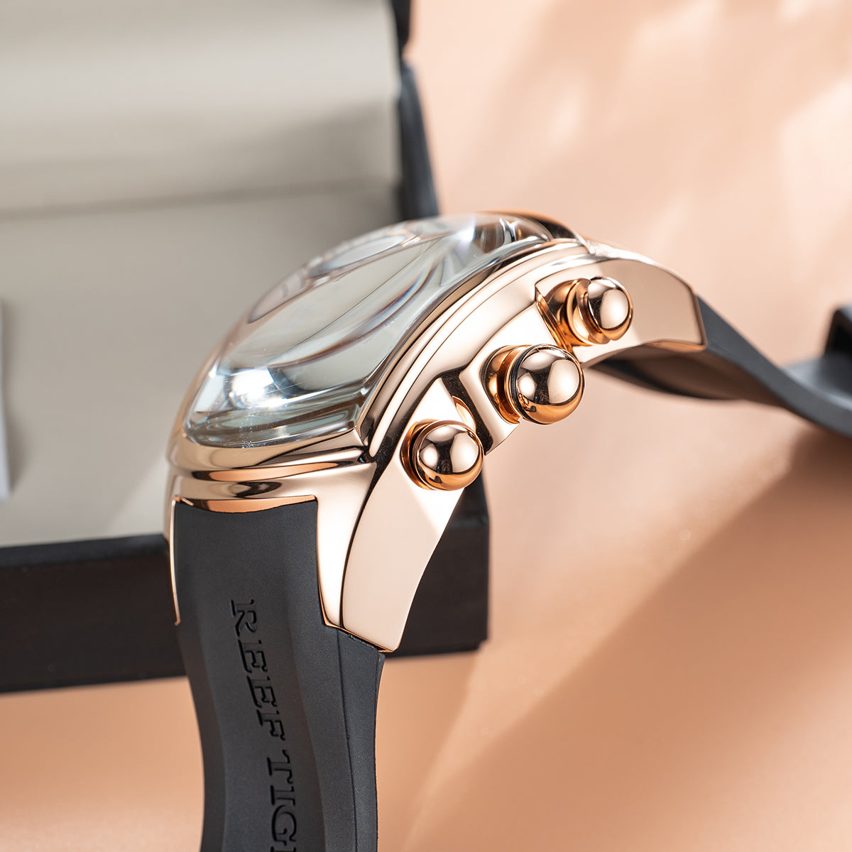 Best Luxury Men's Automatic Three-Eye Watch for Sale - Rose Gold Reef Tiger Tank-P RGA3069