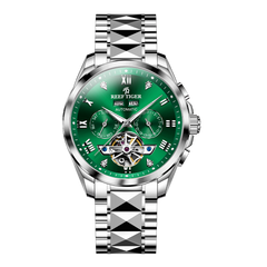 Affordable Green Day Date Dial Automatic Watches - Reef Tiger RGA8235 Constant motion