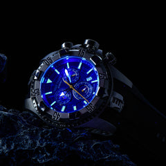 REEF TIGER Aurora RGA303 52mm Big Dial & Yellow Gold Color Bezel - Men's Chronograph Quartz Multi-Function Sport Watch