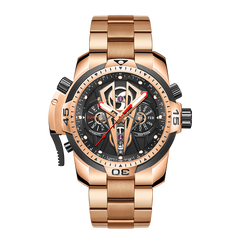 Reef Tiger Aurora Concept 2 RGA3591 Skeleton Automatic Self-Winding Waterproof Watches for Men - Rose Gold Stainless Steel Case/Strap