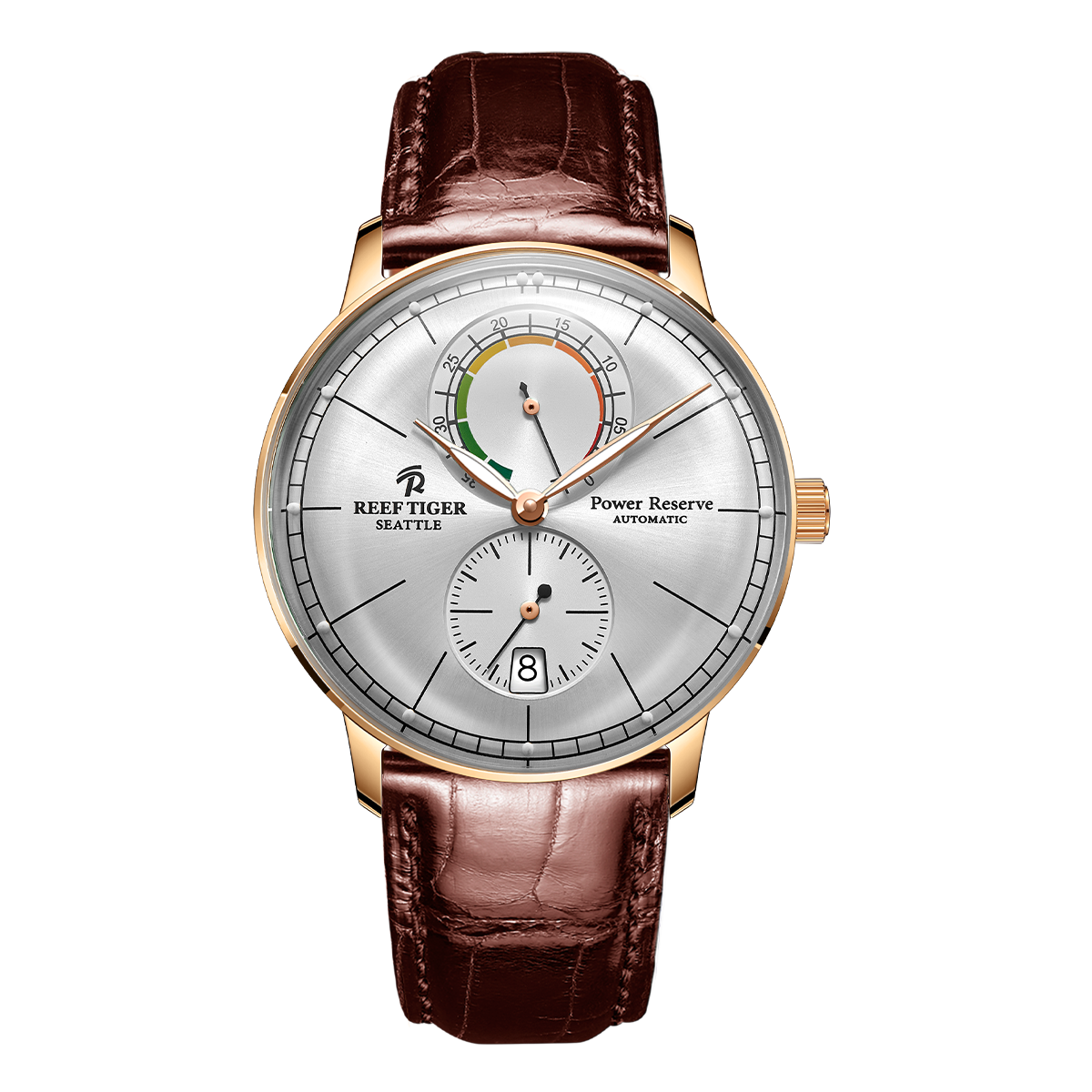 REEF TIGER RGA82B0-3 Classic Automatic Mechanical Dress Watch For Men - High quality Rose Gold Business Casual Watch
