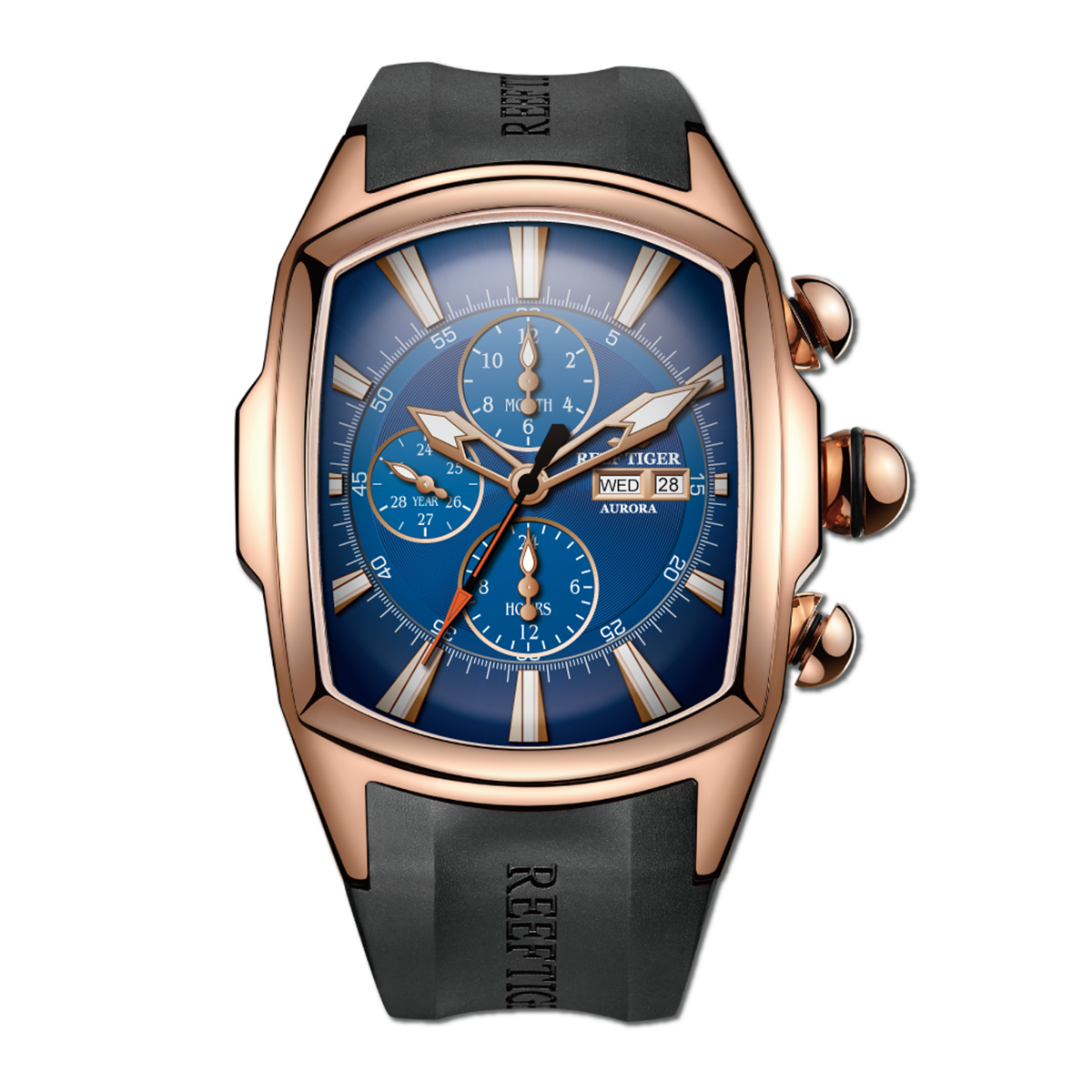 Best Luxury Men's Automatic Three-Eye Watch for Sale - Rose Gold Reef Tiger Tank-P RGA3069